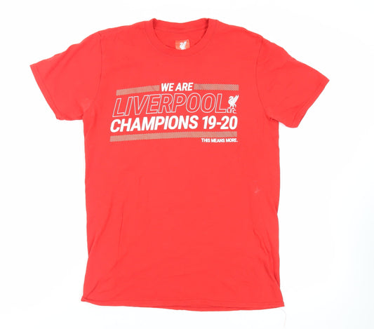 Liverpool FC Mens Red Cotton T-Shirt Size M Crew Neck - Champions