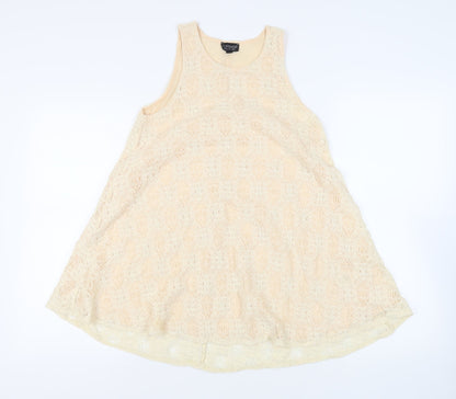 Topshop Womens Beige Polyester Trapeze & Swing Size 8 Round Neck Pullover