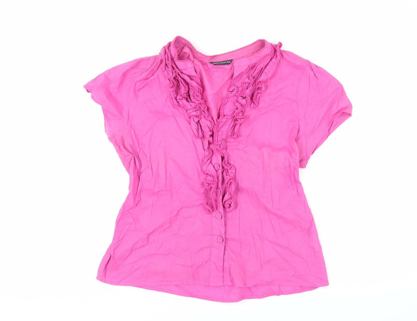 Womens UK Size 16 Marks and Spencer Pink Basic Button-Up