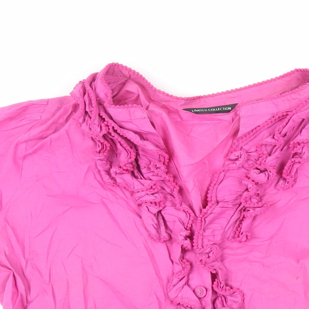 Womens UK Size 16 Marks and Spencer Pink Basic Button-Up