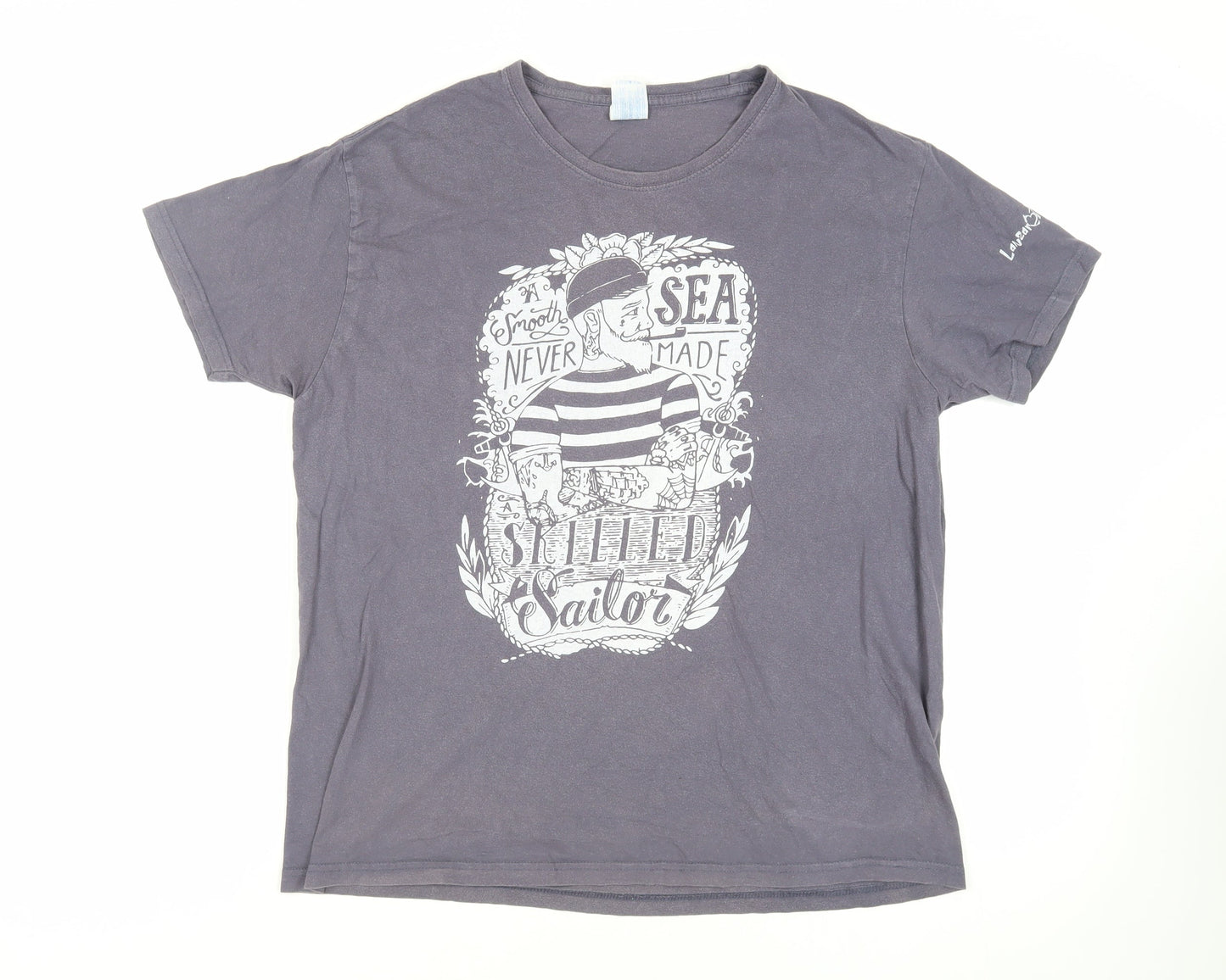 JHK Mens Grey Cotton T-Shirt Size XL Crew Neck - Sailor