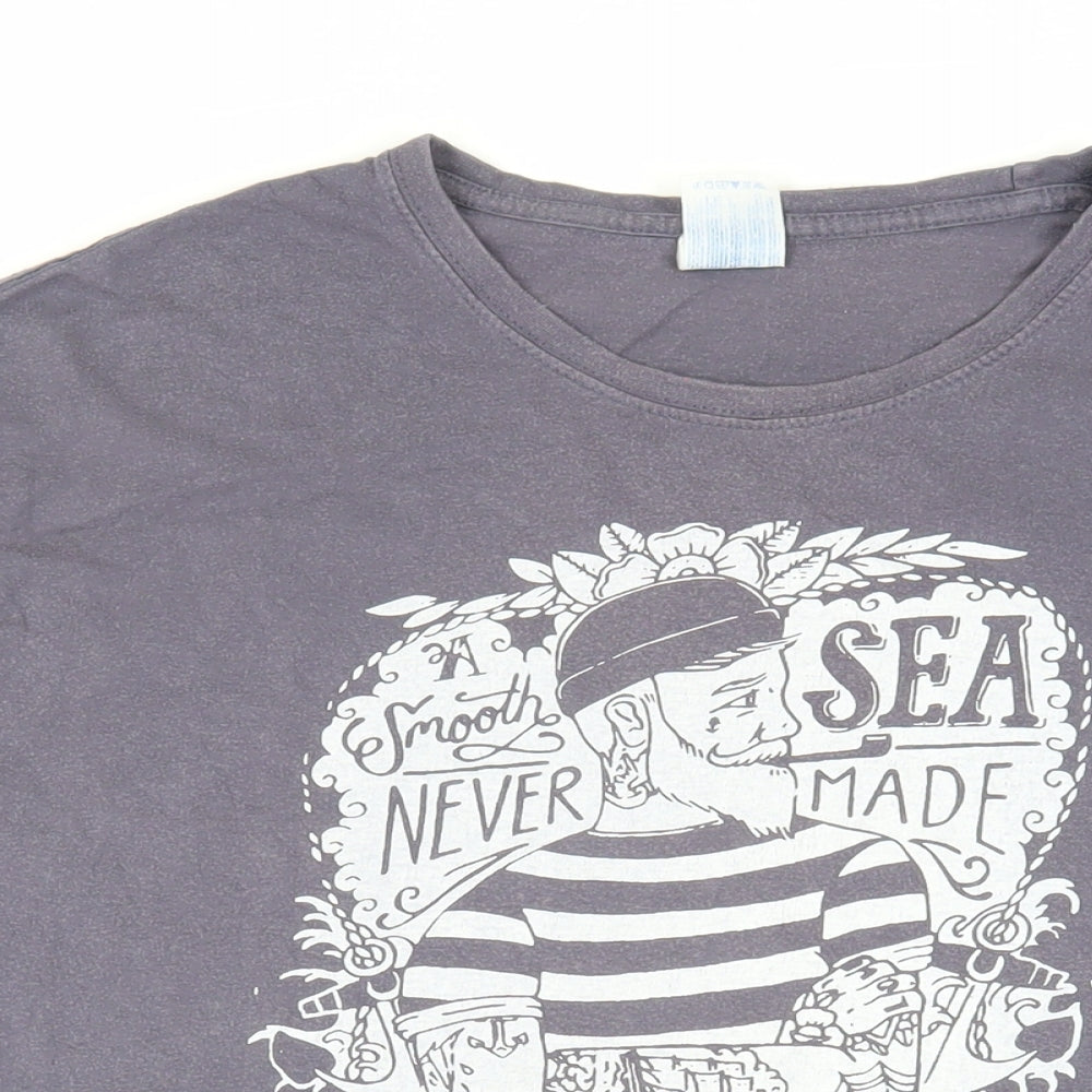 JHK Mens Grey Cotton T-Shirt Size XL Crew Neck - Sailor