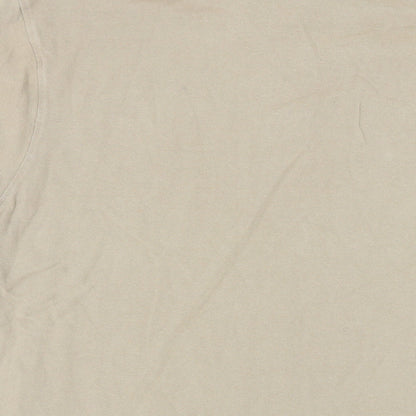 One Earth Mens Beige Cotton Polo Size XL Collared Button