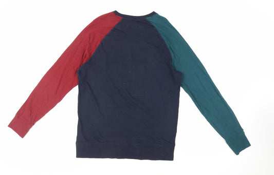 Marks and Spencer Mens Blue Colourblock Cotton T-Shirt Size M Crew Neck - Harry Potter Hogwarts