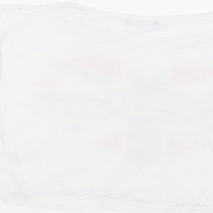 Signature Womens White Viscose Cropped T-Shirt Size M Round Neck - London Heart
