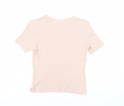 Womens UK Size S Monki Pink Basic T-Shirt