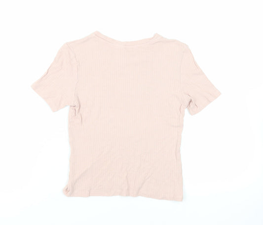 Womens UK Size S Monki Pink Basic T-Shirt