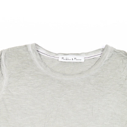 Madeline & Monroe Womens Green Viscose Basic T-Shirt Size M Round Neck - Ruffle Sleeves