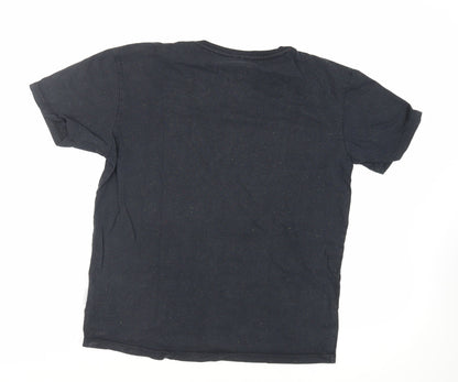 Humor Mens Black Cotton T-Shirt Size L Crew Neck