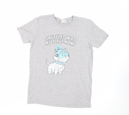 Rick and Morty Womens Grey Cotton Basic T-Shirt Size M Crew Neck