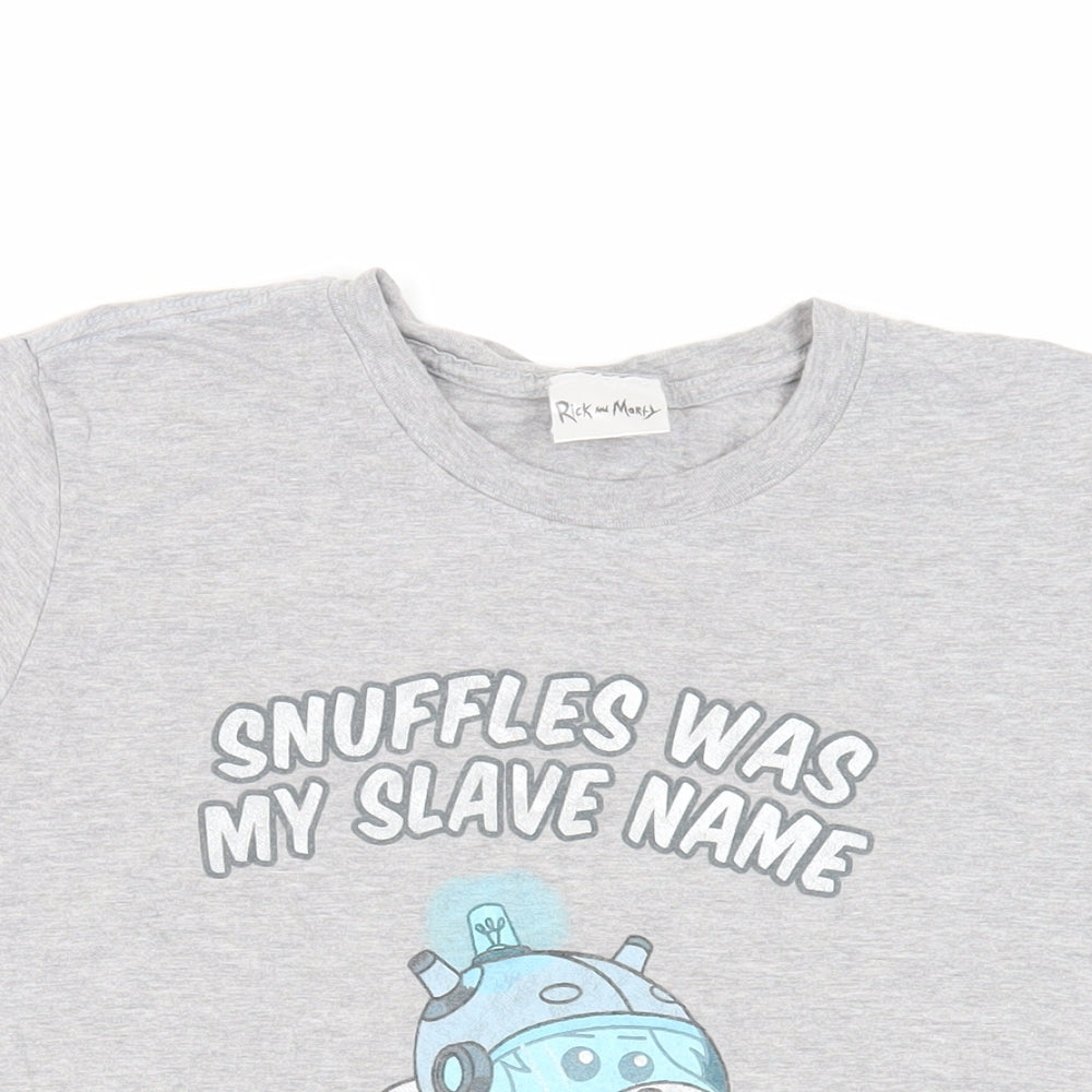 Rick and Morty Womens Grey Cotton Basic T-Shirt Size M Crew Neck