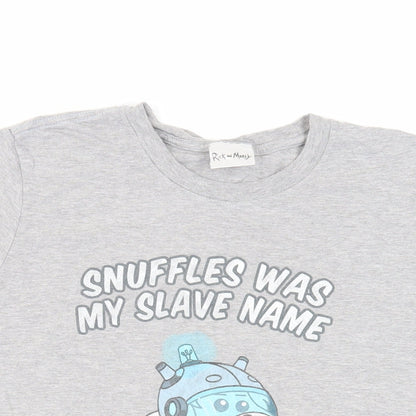 Rick and Morty Womens Grey Cotton Basic T-Shirt Size M Crew Neck