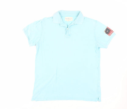 Denim & Supply Ralph Lauren Mens Blue Cotton Polo Size M Collared Button