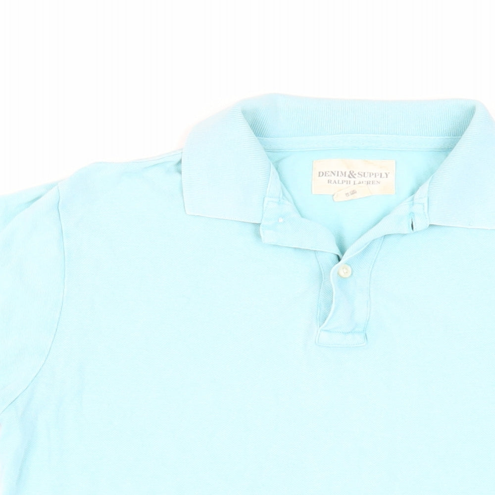Denim & Supply Ralph Lauren Mens Blue Cotton Polo Size M Collared Button