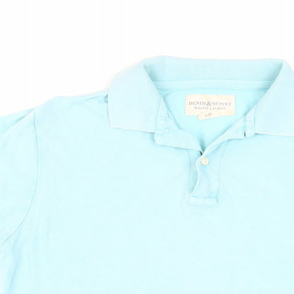 Denim & Supply Ralph Lauren Mens Blue Cotton Polo Size M Collared Button