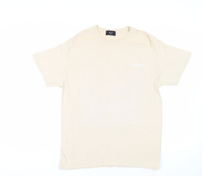 AX Paris Mens Beige Cotton T-Shirt Size L Crew Neck