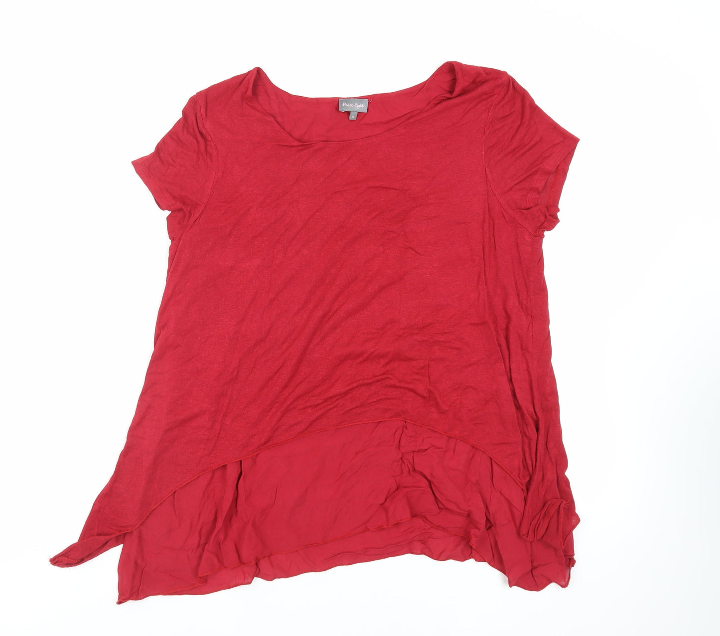 Womens UK Size 14 Phase Eight Red Basic T-Shirt