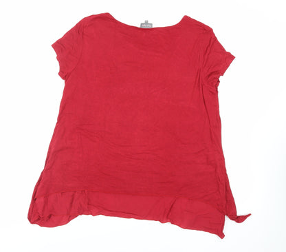 Womens UK Size 14 Phase Eight Red Basic T-Shirt
