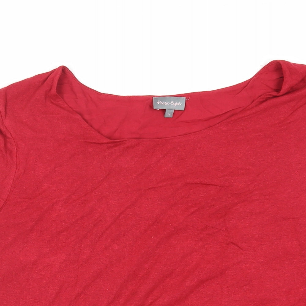 Womens UK Size 14 Phase Eight Red Basic T-Shirt