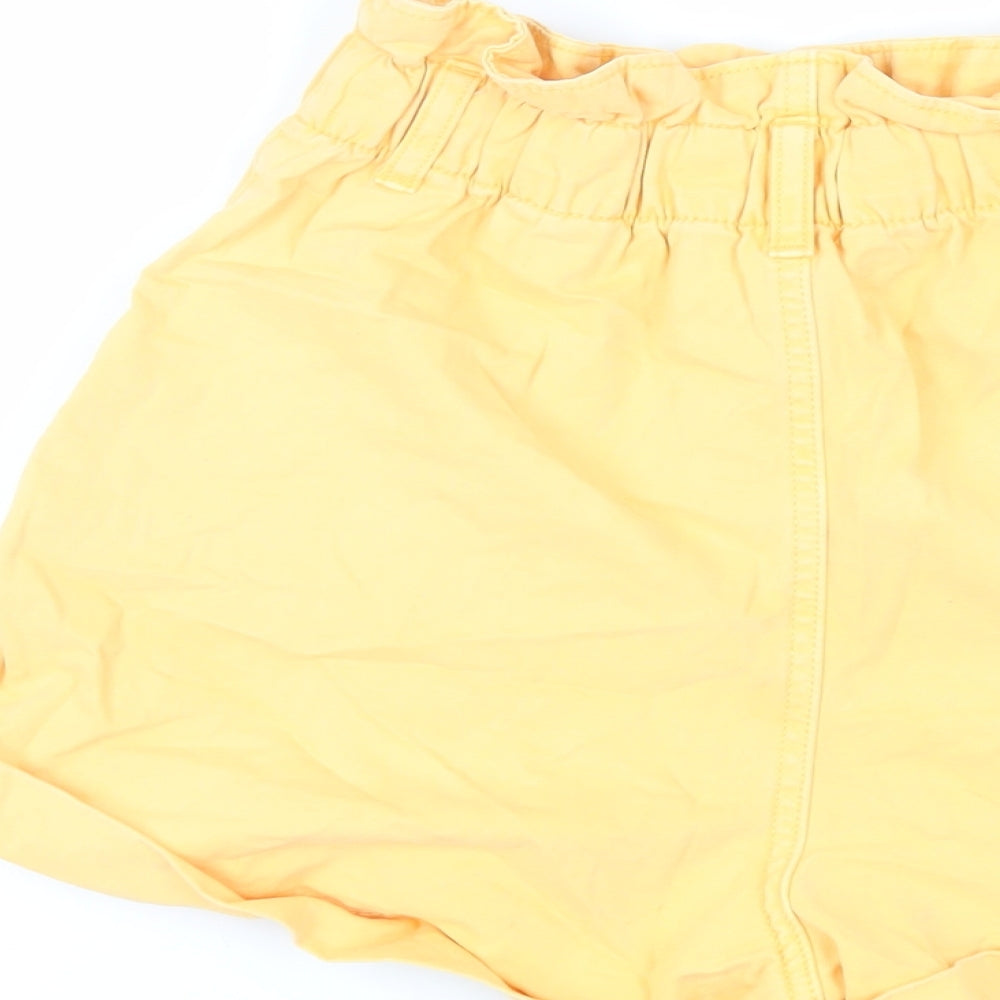 H&M Womens Orange Cotton Paperbag Shorts Size 8 L4 in Regular Zip - Elasticated Waist