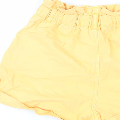 H&M Womens Orange Cotton Paperbag Shorts Size 8 L4 in Regular Zip - Elasticated Waist