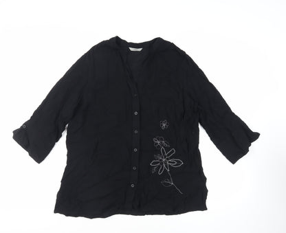 Womens UK Size XL Marks and Spencer Black Basic Button-Up