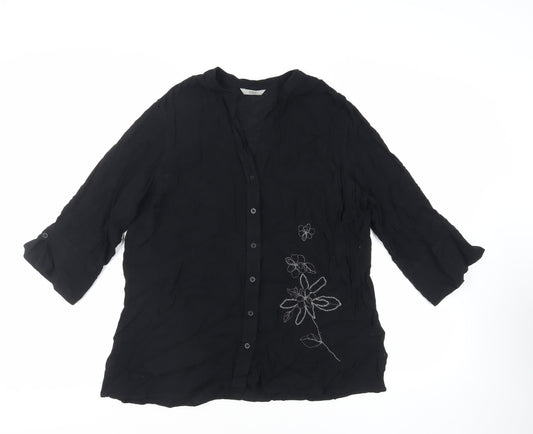 Womens UK Size XL Marks and Spencer Black Basic Button-Up