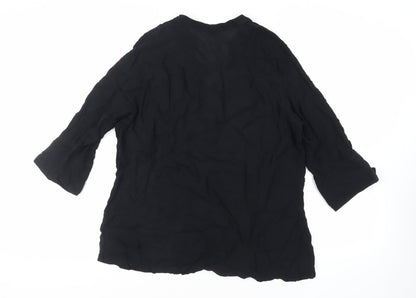 Womens UK Size XL Marks and Spencer Black Basic Button-Up