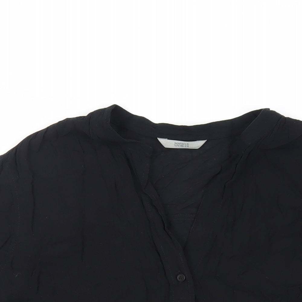 Womens UK Size XL Marks and Spencer Black Basic Button-Up