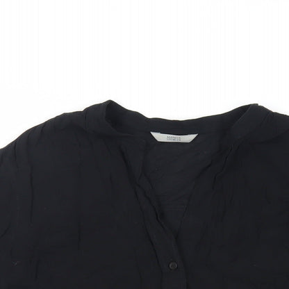 Womens UK Size XL Marks and Spencer Black Basic Button-Up
