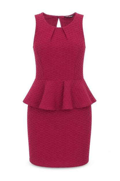 Miss Selfridge Womens Purple Polyester Pencil Dress Size 10 Round Neck Button - Peplum