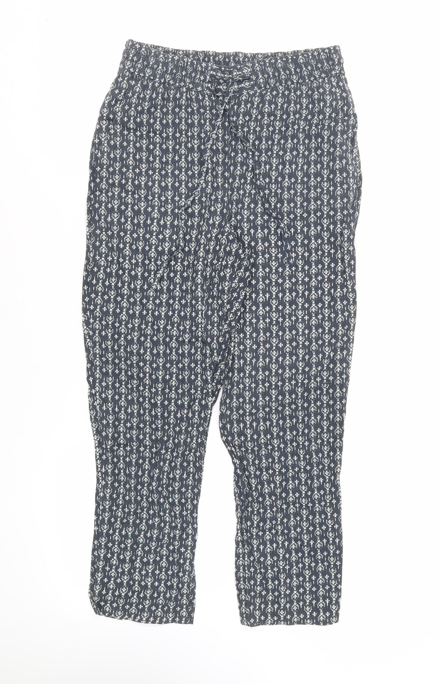 Womens UK Size 8 Marks and Spencer Regular Fit Cropped Blue Trousers