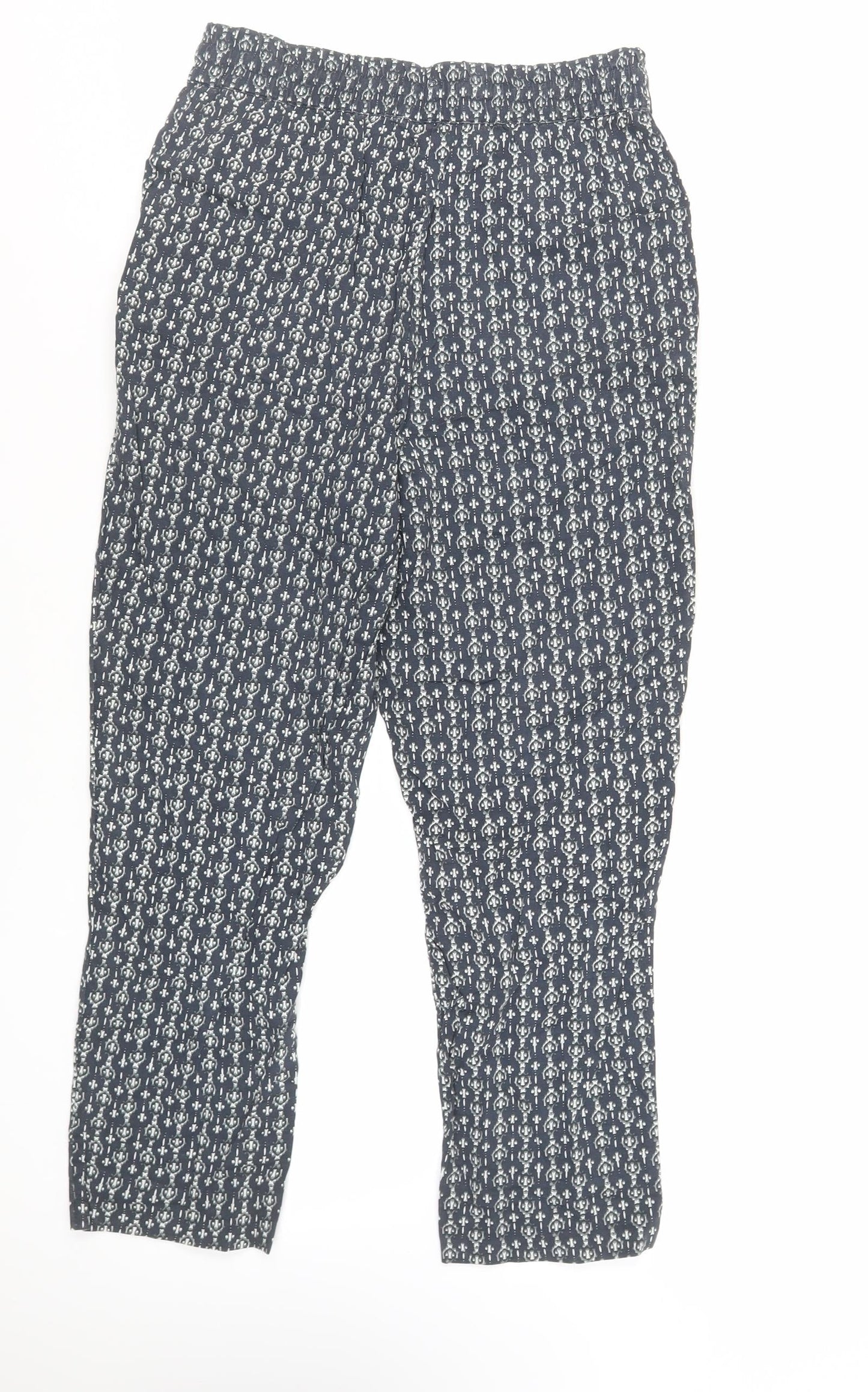 Womens UK Size 8 Marks and Spencer Regular Fit Cropped Blue Trousers