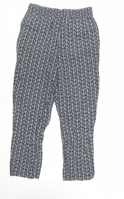 Womens UK Size 8 Marks and Spencer Regular Fit Cropped Blue Trousers