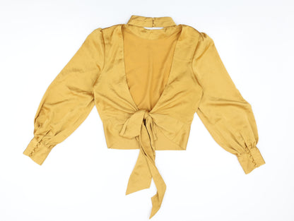 Womens UK Size 14 Warehouse Yellow Basic Blouse