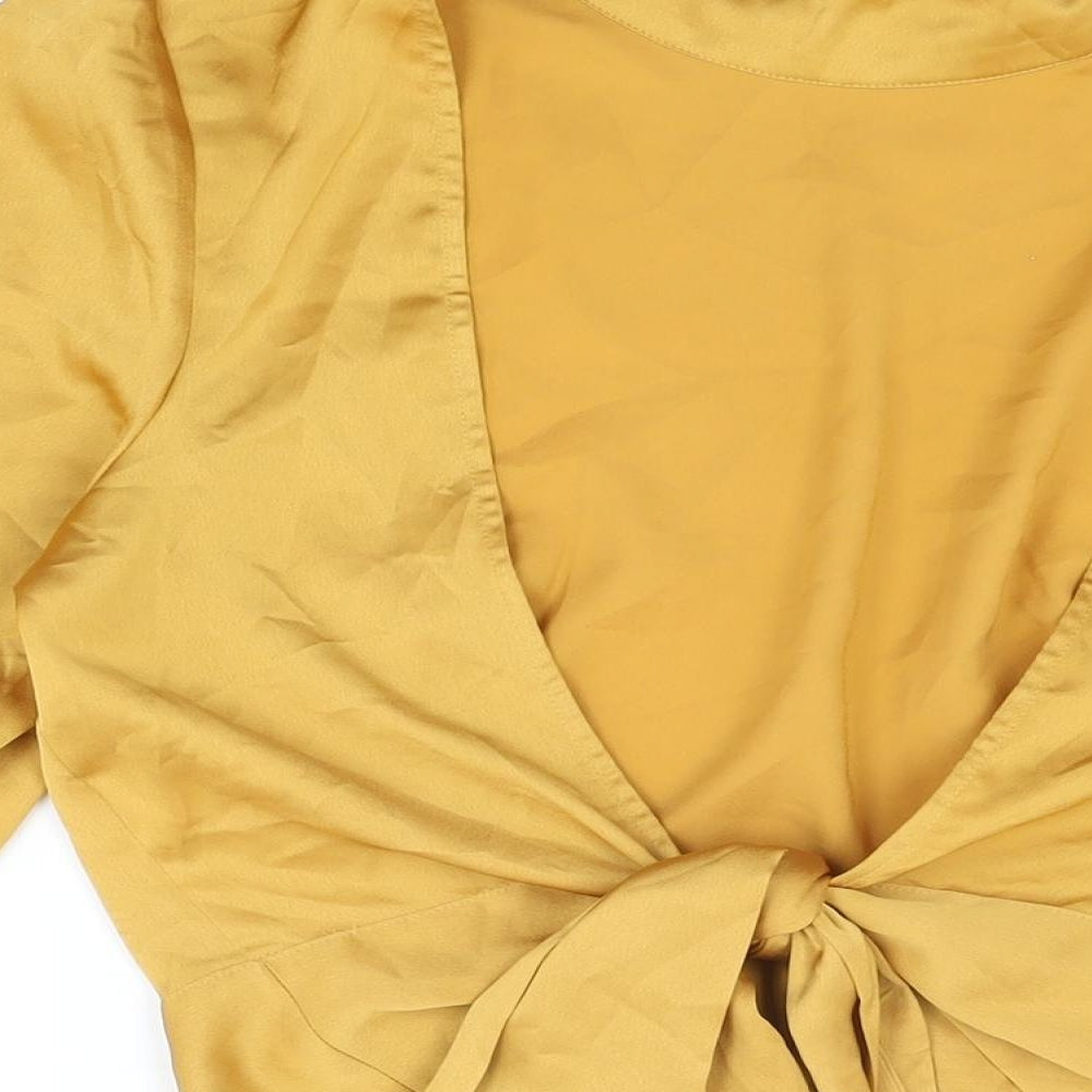 Womens UK Size 14 Warehouse Yellow Basic Blouse