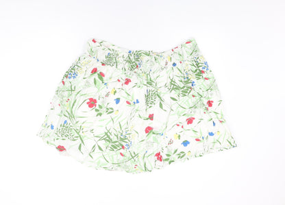 Dorothy Perkins Womens White Floral Cotton Skater Skirt Size 20