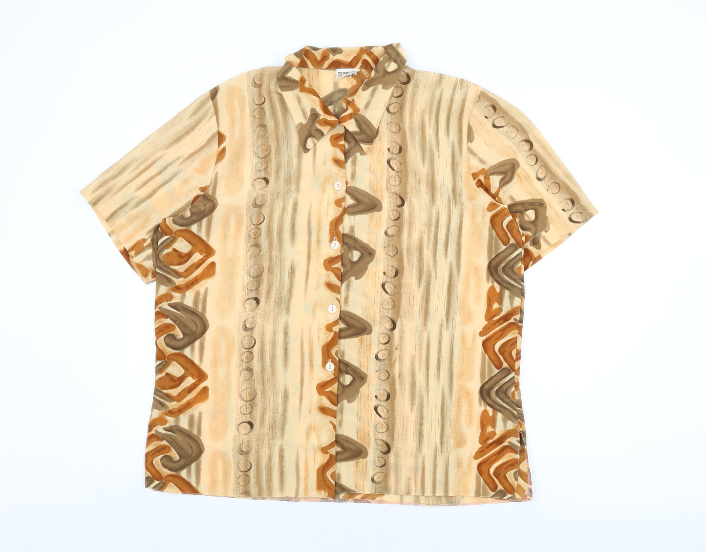 Womens UK Size XL Michael Gold Beige Basic Button-Up