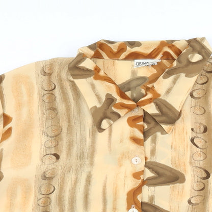Womens UK Size XL Michael Gold Beige Basic Button-Up
