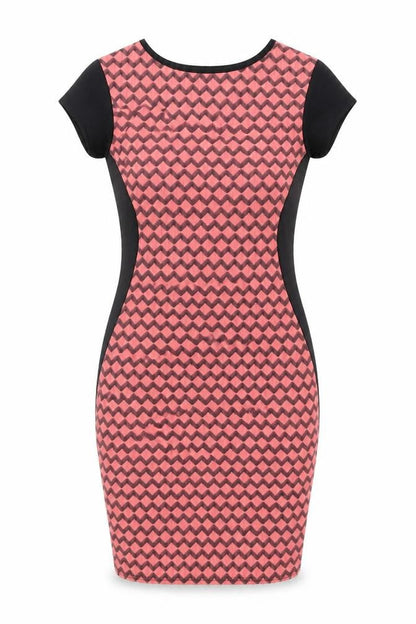 Quiz Womens Pink Geometric Polyester Bodycon Size 8 Round Neck Pullover