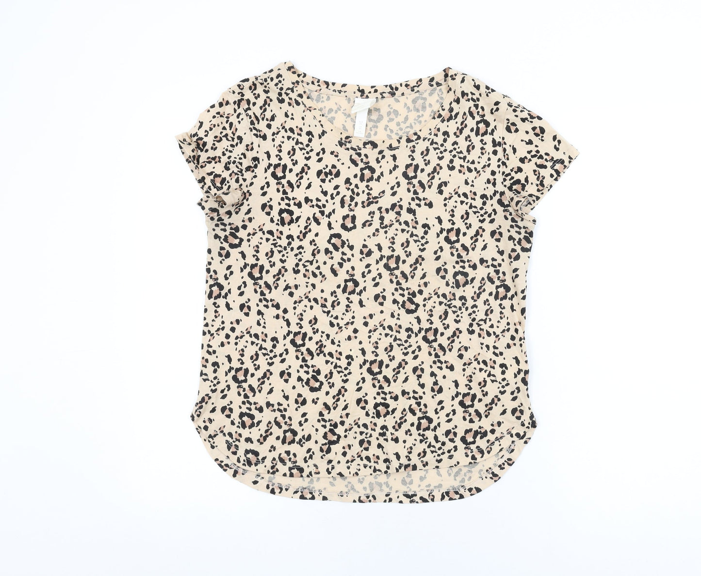 Womens UK Size XS H&M Beige Basic T-Shirt