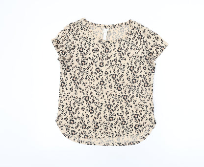 Womens UK Size XS H&M Beige Basic T-Shirt