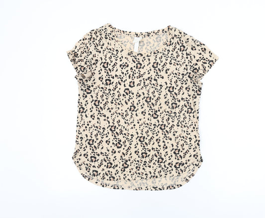 Womens UK Size XS H&M Beige Basic T-Shirt