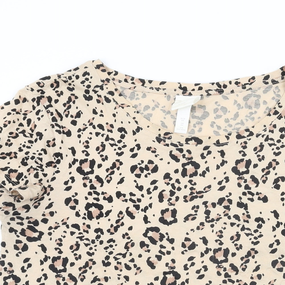 Womens UK Size XS H&M Beige Basic T-Shirt
