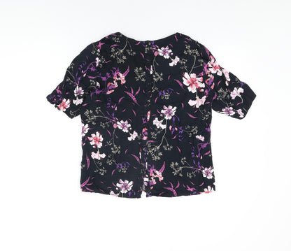 Womens UK Size 14 Per Una Black Basic T-Shirt