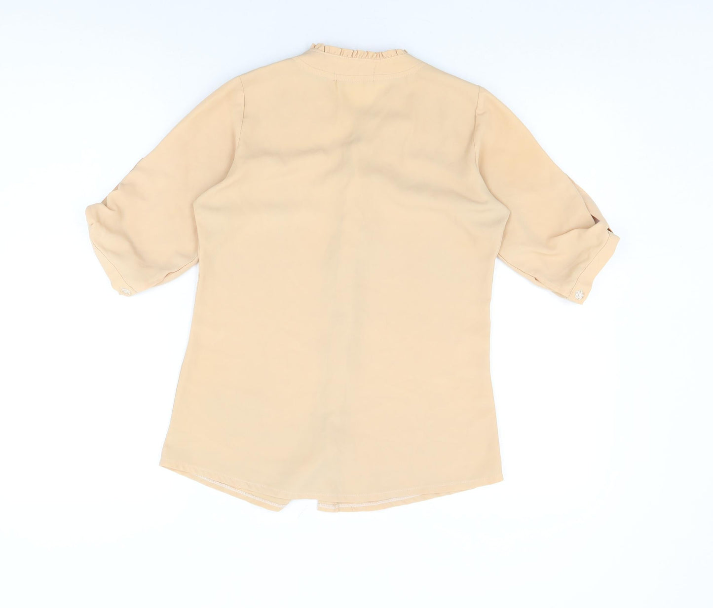 CMN Womens Beige Polyester Basic Button-Up Size M Round Neck
