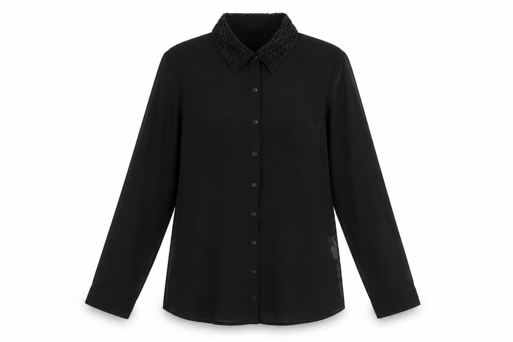 Womens UK Size M Stradivarius Black Basic Button-Up