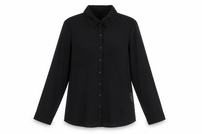 Womens UK Size M Stradivarius Black Basic Button-Up