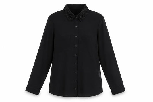 Womens UK Size M Stradivarius Black Basic Button-Up