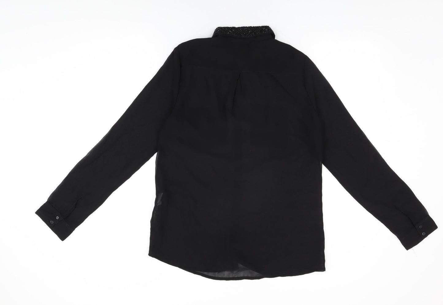 Womens UK Size M Stradivarius Black Basic Button-Up